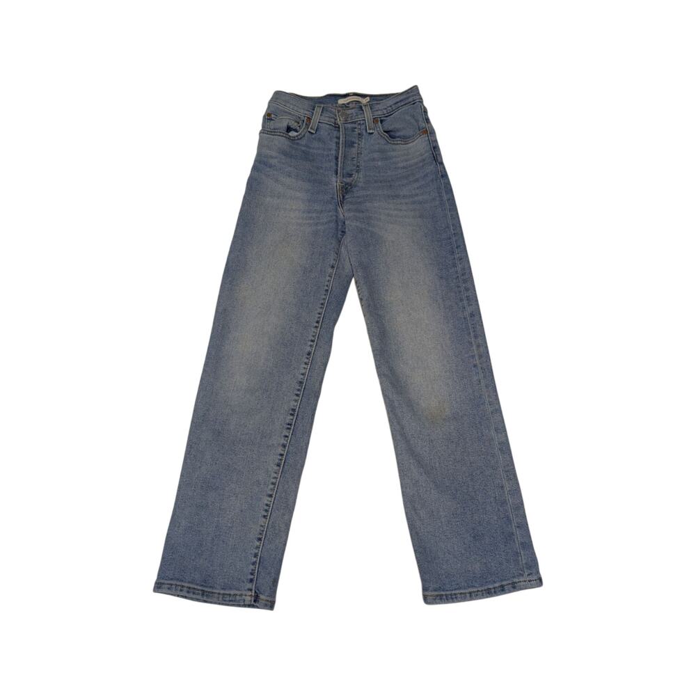 Levi's Ribcage Straight Jeans Light Wash Blue High Rise Womens 24 Denim Pants